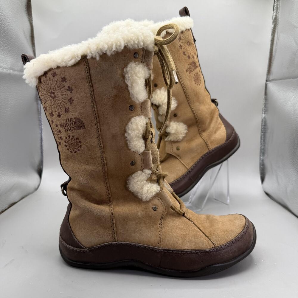 The North Face Abby III Shearling Snow Boots Womens US 6 Brown Waterproof Winter